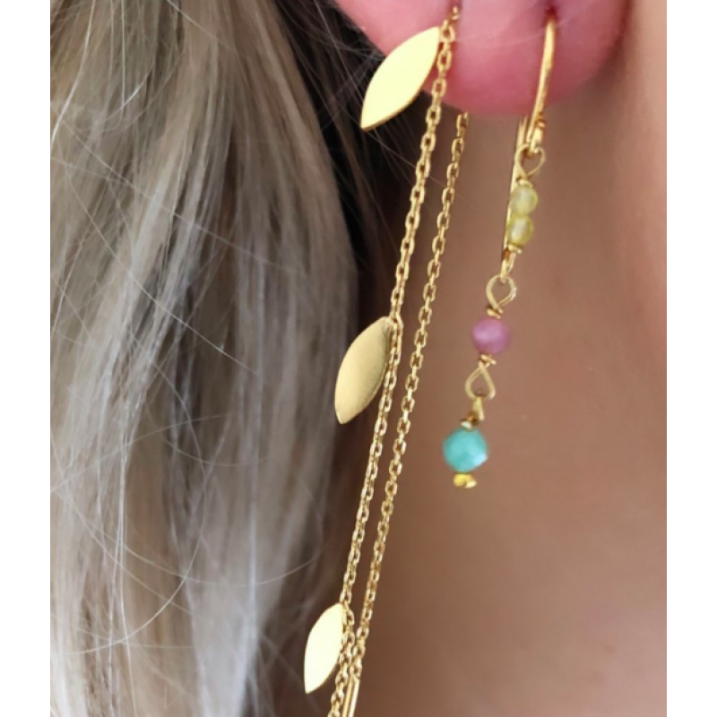 THREE LEAVES EARRING PIECE GOLD STINE A