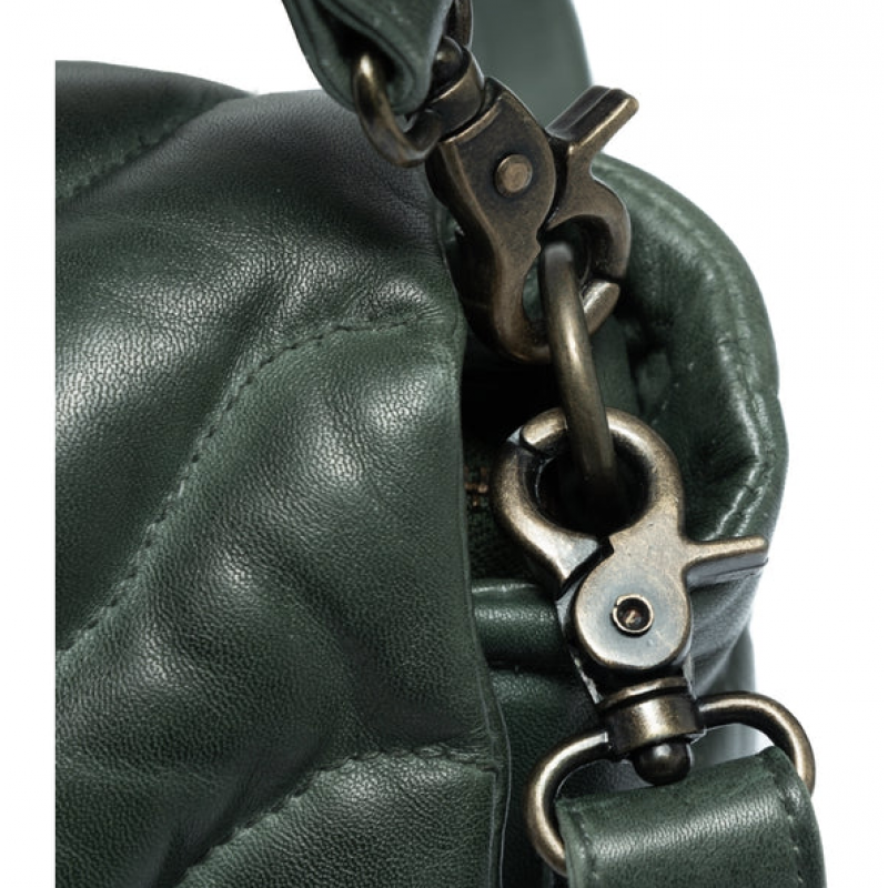 Crossbody lædertaske - 055 Dark green