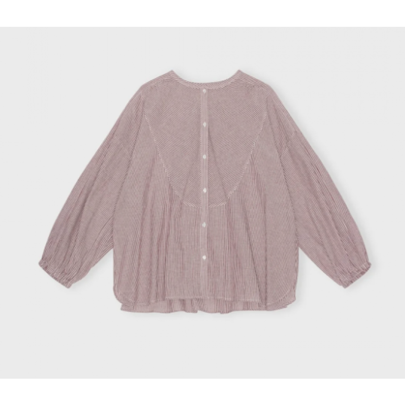 Laurie Shirt Stripe - Burgundy/Ecru