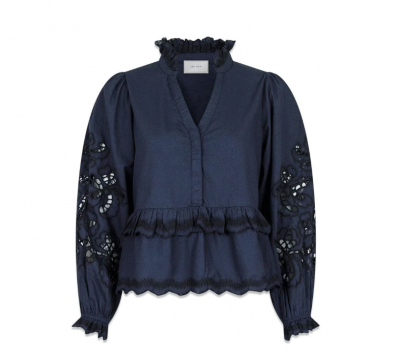 Kimmo Embroidery Blouse - Navy / Neo Noir 